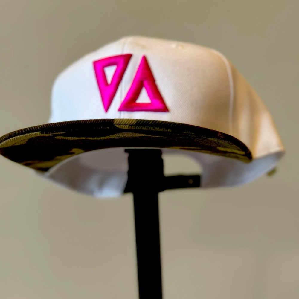 Limited Edition Thick As Thieves Logo SnapBack Cap- White/Camo with Pink 3D Logo